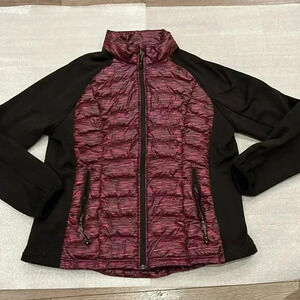 [W-XL]  32 Degree Heat Purple Pattern Zip Up Puffer Spandex Sleeves Jacket s